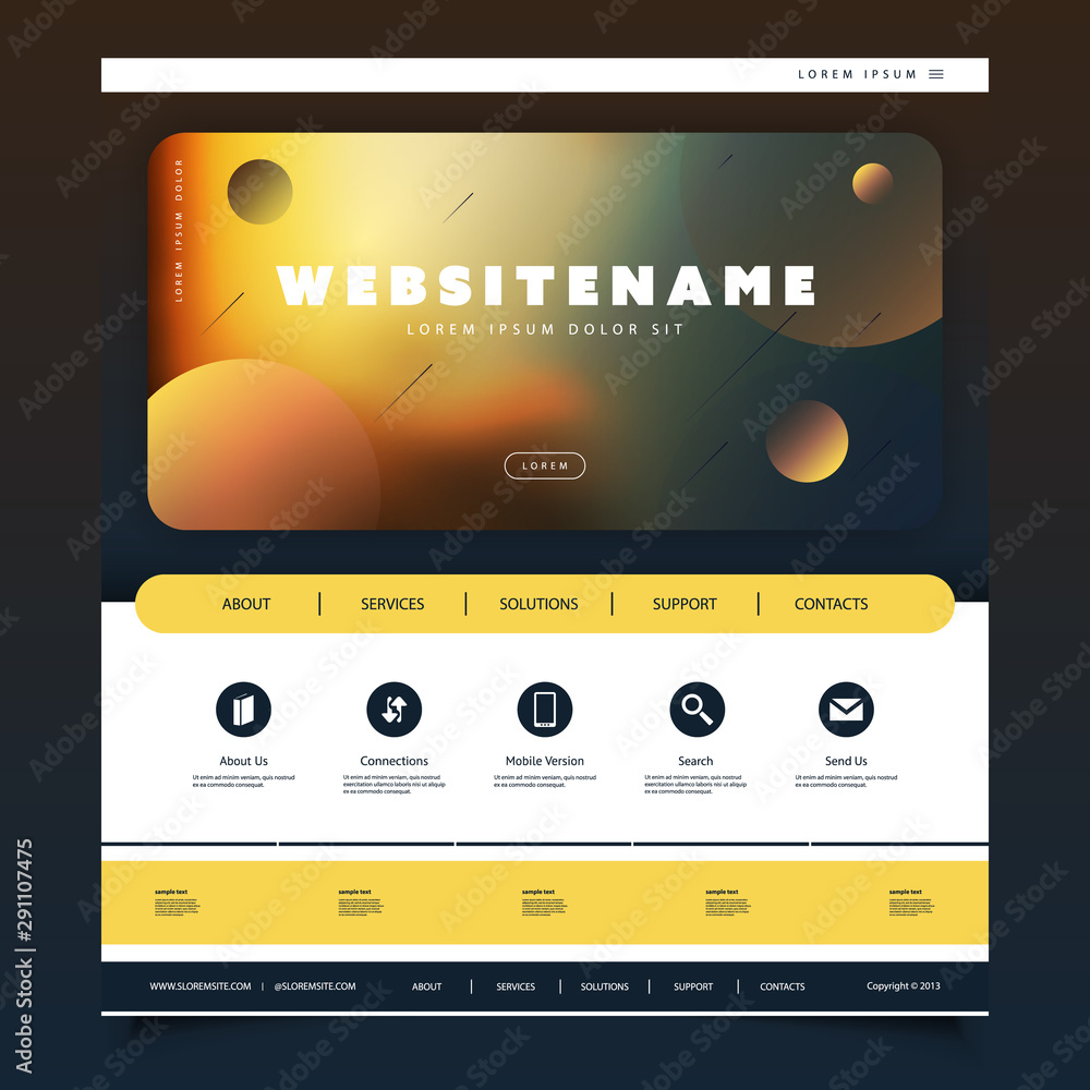 Aufkleber colorful website template for your business with abstract header design