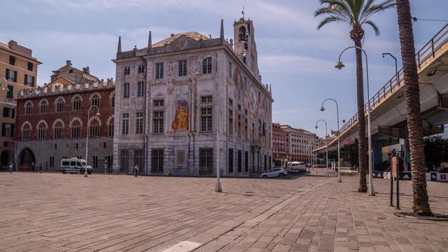 ITALY,GENOVA - Bank of Saint George or Casa delle compere e dei banchi di San Giorgio in Genoa.One of the oldest banks in Europe,famous ancient building in Old City Port