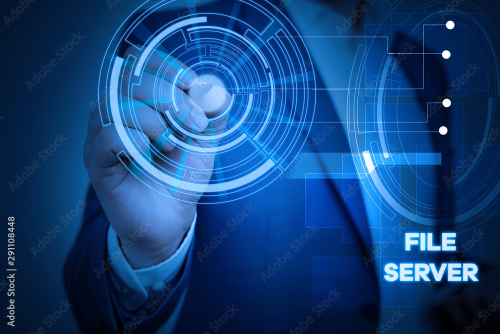 Poster conceptual hand writing showing file server. concept meaning device which controls access to separat