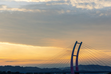 Suspension bridge in Taiwan Sun rise
