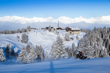 Winter landscape in french Alps. 