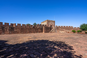 Courtyard of Silves Castle in Algarve built during Moorish domination of Portugal