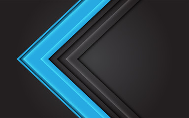 Abstract blue light arrow direction on dark grey design modern futuristic background vector.