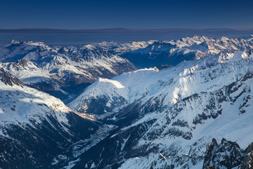 Beautiful view of Mountains and Fir Trees in wintertime. 