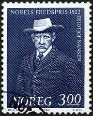 NORWAY - 1982: shows Fridtjof Wedel Jarlsberg Nansen (1861-1930) polar explorer, 1922 Nobel Peace Prize winner, 1982
