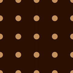  Seamless pattern: beige circles on a brown background. Illustration of polka dot. Vector