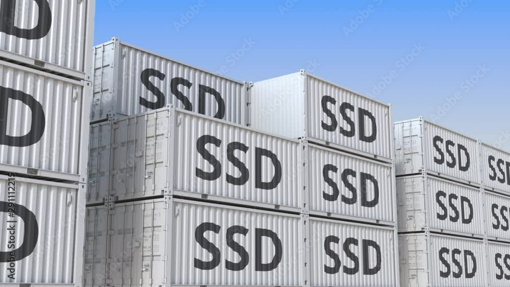 Aufkleber cargo containers with ssds. loopable 3d animation