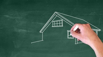 maison et clefs tableau vert