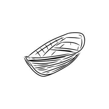 Sketch of wooden row boat