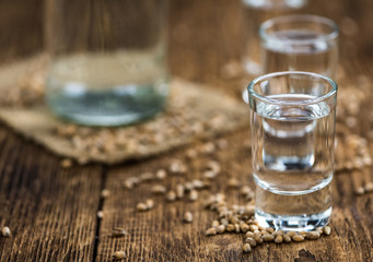 Portion of Wheat Liqueur as detailed close-up shot; selective focus