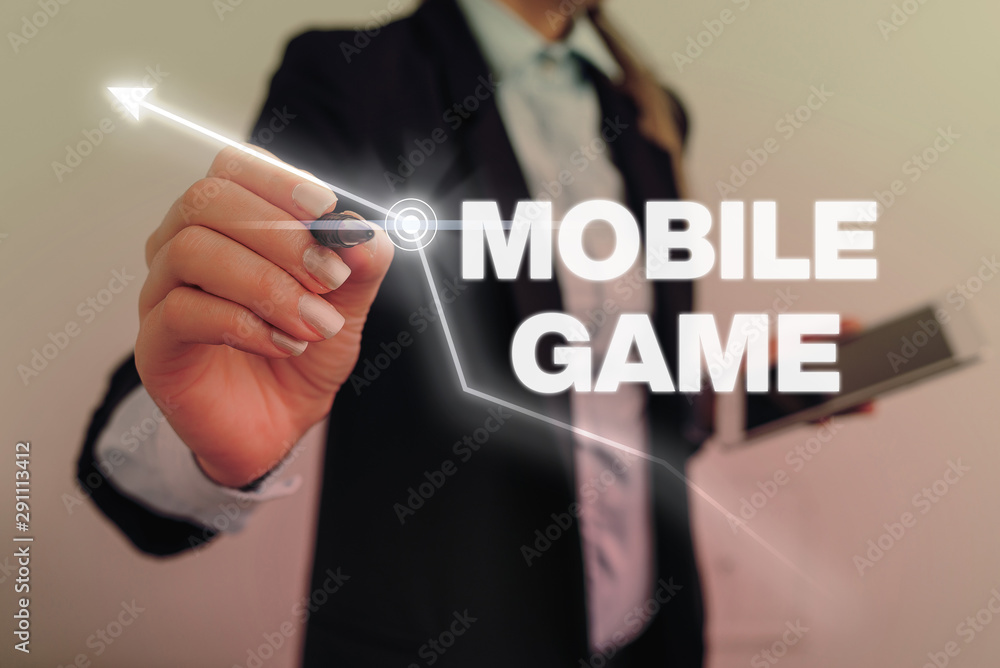 Poster text sign showing mobile game. business photo text they are entertaining programs made to work on sm