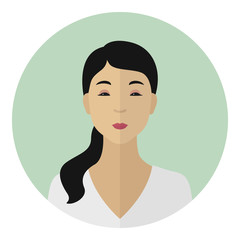 Asian woman. Profile avatar. Vector icon.