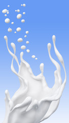 Splash of milk abstract background, 3d rendering