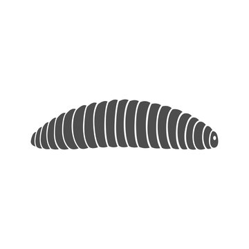 Caterpillar Silhouette On White Background. Vector Icon.