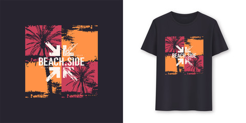 Beachside stylish graphic tee vector design, print