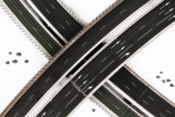 Obraz premium Aerial view of the road crossing