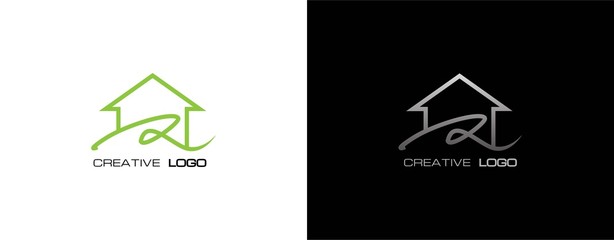 Simple and Modern House Logo with Abstract Letter R, Designed with a Monoline Style. Suitable for Real Estate, and Property Company.