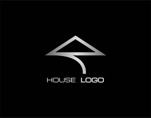 Simple, Luxury, and Modern House or Real Estate Logo. Designed with a Simple but Attractive and Unique Shape Formed from the Arrangement of Silver Gradient Lines.
