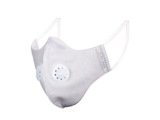 Close up of protection mask isolated on white background. Dust protection mask with ventilation valves