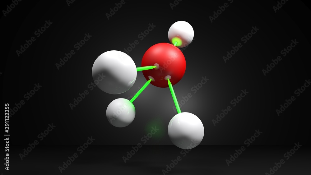 Poster structure model of ch4 (methane) molecule - 3d rendering illustration