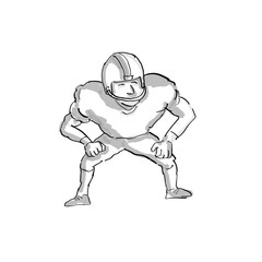 American Football Player Cartoon Black and White