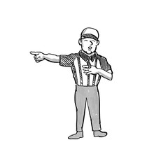Fototapeta premium American Football Official Cartoon Black and White