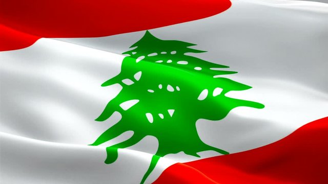 Lebanese flag Closeup 1080p Full HD 1920X1080 footage video waving in wind. National &lrm;Beirut&lrm; 3d Lebanese flag waving. Sign of Lebanon seamless loop animation. Lebanese flag HD resolution Background 1