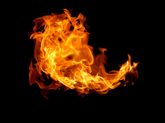 Fire flames on a black background