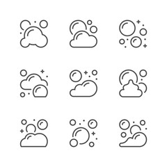 Set line icons of bubbles and foam