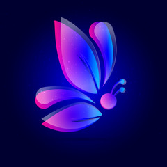 Abstract logo butterfly with leaf, vector art illustration.