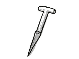 Dibber Garden Tool Cartoon Retro Drawing