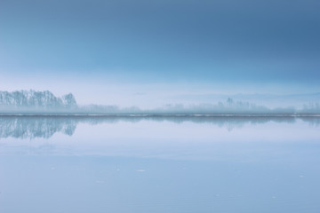 winter landscape with river lake