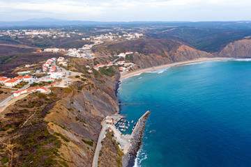Obraz premium Aerial from the village Arifana at the westcoast in Portugal