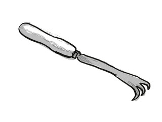  hand cultivator  Garden Tool Cartoon Retro Drawing
