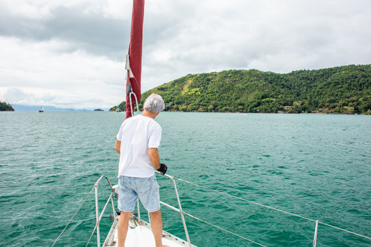 Commander preparing boat for sailing at sea