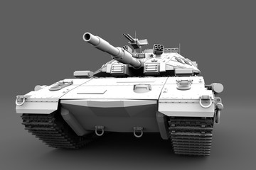 Fototapeta premium Military 3D Illustration of detailed white tank with fictional design, honour concept isolated on grey background