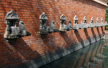 KATHMANDU, NEPAL. 23 September 2008:  Water pours from a goat’s head that protrudes from the...