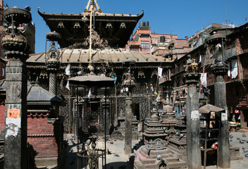 KATHMANDU, NEPAL. 23 September 2008: The ancient Temple of Karunamaya at Jana Baha, Seto Machhendranath Temple (Jan Bahal) , Kathmandu Valley, Nepal