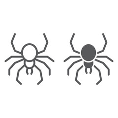 Spider line and glyph icon, spooky and animal, arachnid sign, vector graphics, a linear pattern on a white background.