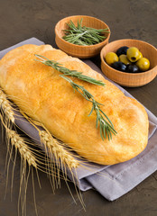 Ciabatta. Fresh italian ciabatta bread with herbs.