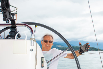Commander preparing boat for sailing at sea