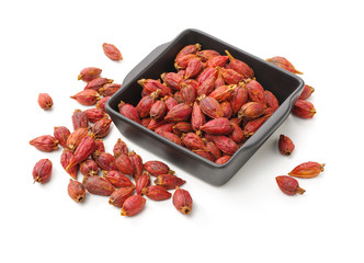 fruit of the gardenia （Gardenia jasminoides Ellis）on white background