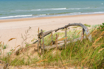 Wooden staircase for descent to the sea.