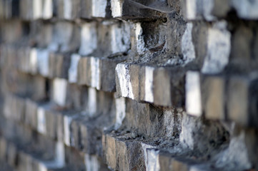 Partial view of an old, damaged wall in Berlin-Germany.