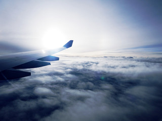 Fototapeta premium Beautiful high angle view and cloud sky background from the capital's aircraft..