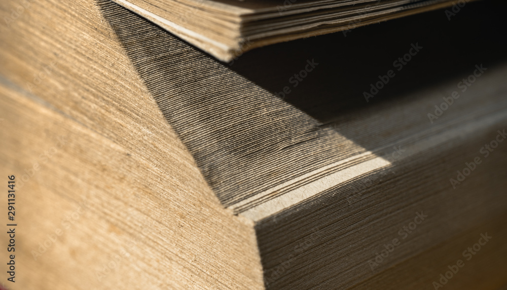 Poster close up textbooks pages background. macro view.
