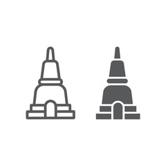 Thai pagoda line and glyph icon, asia and architecture, asian building sign, vector graphics, a linear pattern on a white background.