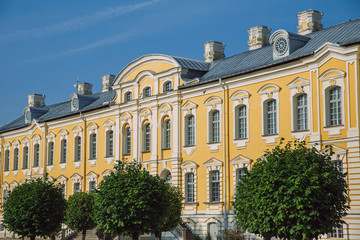 City Rundale, Latvia Republic. Old castle wall with windows. Sep 9. 2019