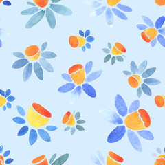 Spring seamless pattern - narcissus flower. watercolor illustration