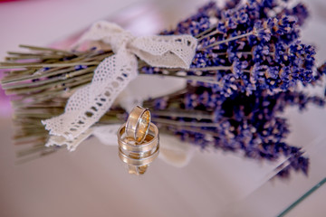wedding ring and lavender
